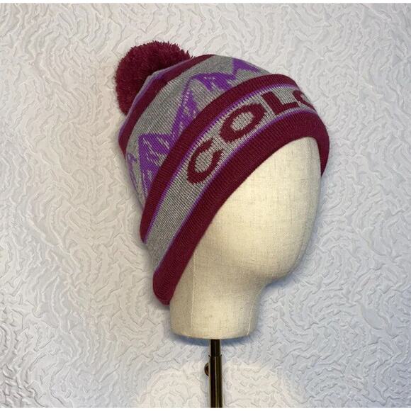 Colorado Beanie Pom Pom Maroon purple Acrylic One Size Fits Most - Picture 3 of 15